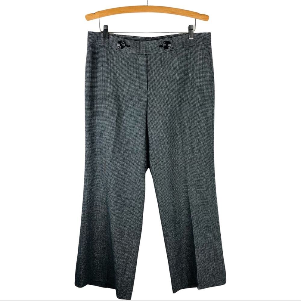 Vintage black white diamond wool wide leg cropped pants